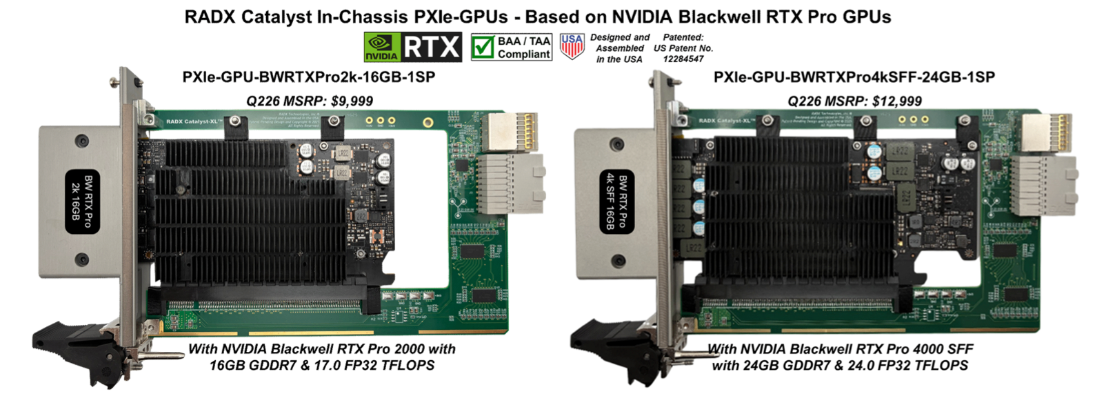 RADX Catalyst PXIe-GPUs Based on NVIDIA Blackwell RTX Pro GPUs